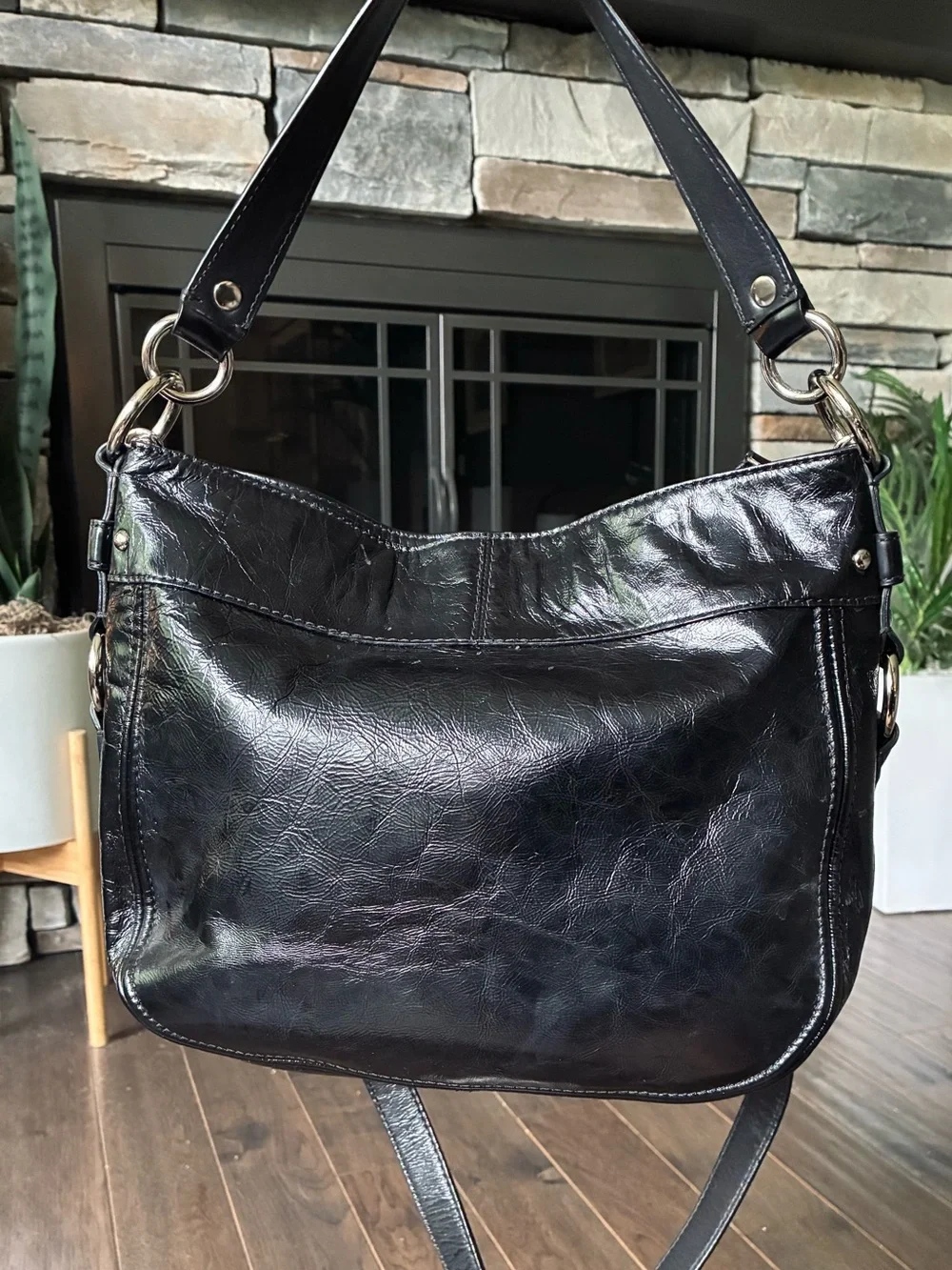 Coach Zoe Crinkle Patent Leather Convertible Hobo Bag, 15478, Y2K